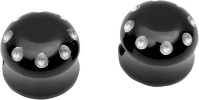 Covington Dimpled Front Axle Cap Gloss Black Pair Heritage Springer 00-06