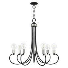 Livex Lighting Bari 30" Wide Black with Brushed Nickel 7-Light Chandelier