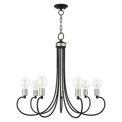 Livex Lighting Bari 30'' Wide Black with Brushed Nickel 7-Light Chandelier