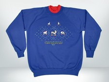 Vintage Morning sun Crewneck Sweatshirt Medium Farm Animals Blue Red 90  s