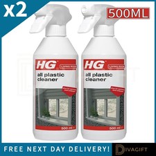 2 x HG ALL PLASTIC CLEANER INTERIOR CLEANING SPRAY 500ML FOR UPVC WINDOWS NEW