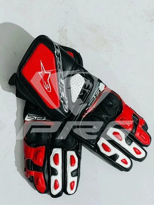 Alpinestars Motorcycle Leather Racing Gloves Full Gauntlet Riding Gloves