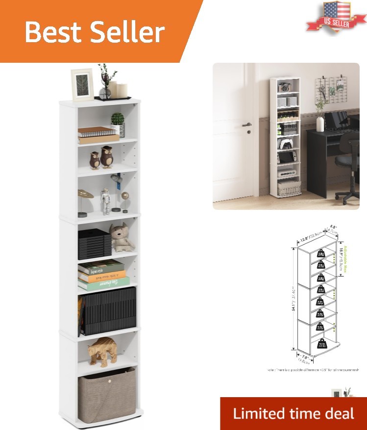 Slim 8-Shelf DVD Storage Tower - Organizational Solution for Home Entertainment