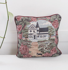 Vintage Tapestry Throw Pillow - Country House...