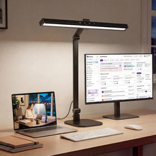 Desk Lamps for Home Office: 2 in 1 Eye-Caring Modern LED Desk Lamp for Worker -