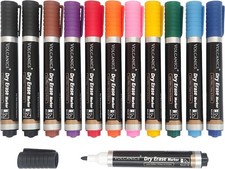 Image of Coloured Whiteboard Pens Thick Low Odor Whiteboard Markers Erasable Flipchart Pe