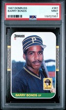 Barry Bonds Rookie Card 1987 Donruss #361 Graded PSA 9 Mint RC. rookie card picture
