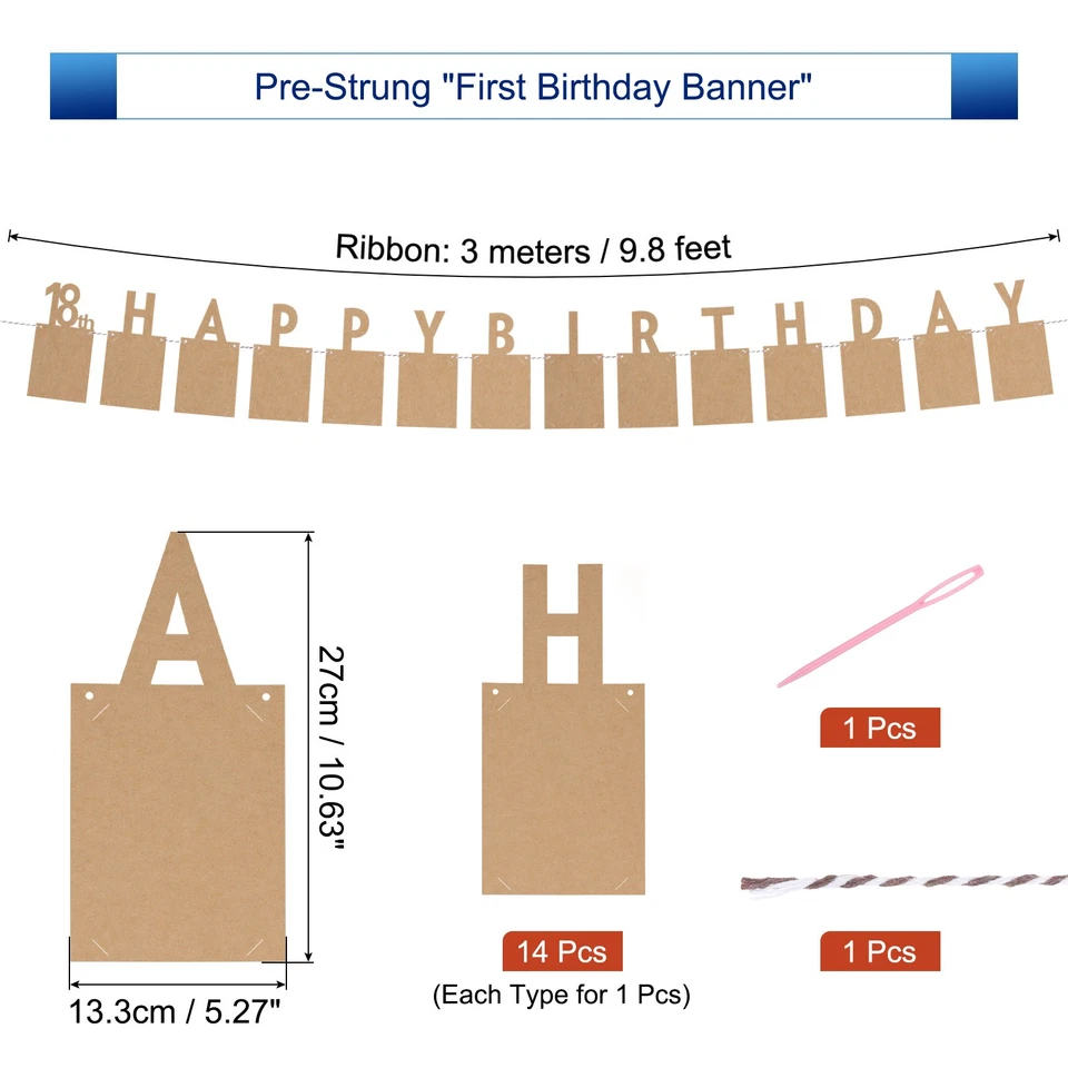 18th Birthday Photo Banner Decorations from 1 to 12 Months Kraft Paper 14 Pieces - Image 2 of 4