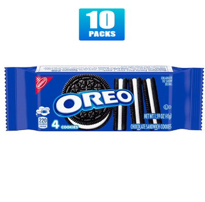 Full Box 10x Packs NABISCO OREO Chocolate Singles Sandwich Cookie - 1.59oz Each
