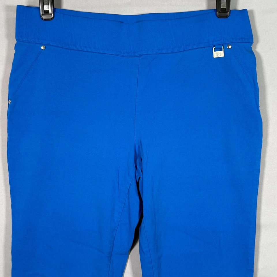 Rafaella Pants Women 16 35x29" Blue Slim Leg Stretch Pull on Slacks Comfort R10" - Image 2 of 4