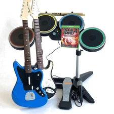 Rock Band 4 XBOX ONE Bundle Set - 2 Guitars Drums Mic Complete *TESTED*