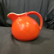Vintage MCM Ceramic Orange Mini Ball Pitcher, Creamer, 3.5" X 4" USA  Unique