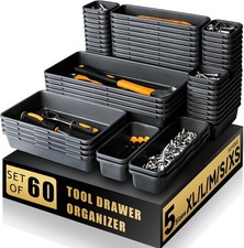 Tool Box Organizer Tray Black 60 Pcs 5 Sizes Durable Abs Plasticcolor Black