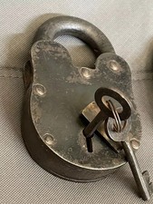Candado de 5"" Antiguo Antiguo Hierro Pesado Cerradura de Trabajo con 2 Llaves Cerradura