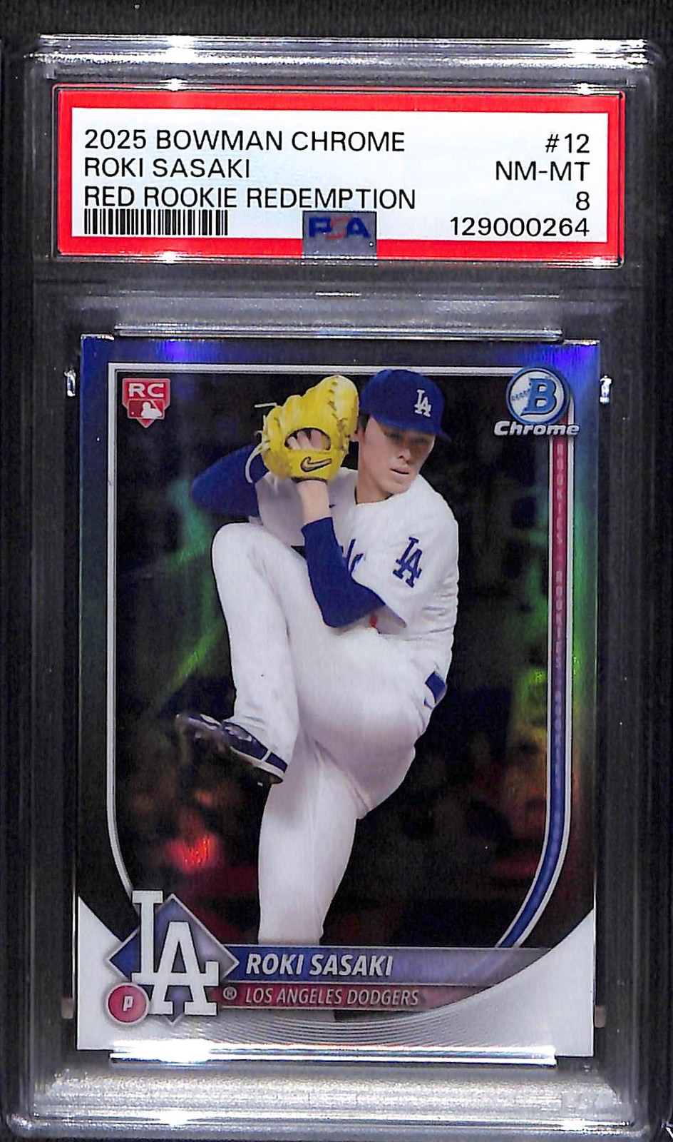 2025 Bowman Bowman Chrome Red Rookie Logo #12 Roki Sasaki PSA 8 RC
