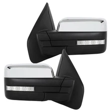 Towing Mirror Pair for 2004-2014 Ford F150 Chrome Heated Powered Puddle Lamp