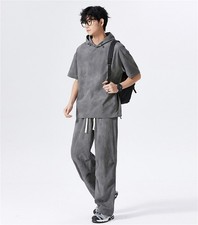Mens Tracksuit 2-Piece Set Short Sleeve T Shirt Pants Sweatsuit Outfit Set