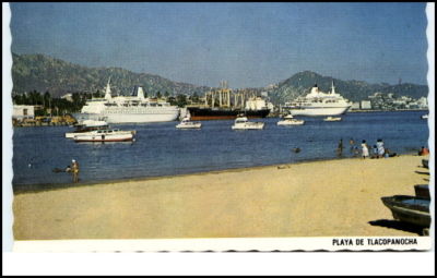 Ships TLACOPANOCHA Hafen Schiff Vintage Postcard Mexico ~1960