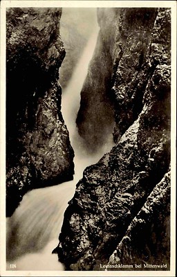 MITTENWALD Isar Leutaschklamm AK ~1930/40 Wasserfall Waterfall River Falls