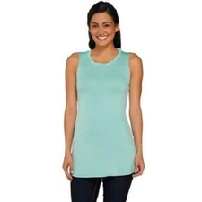 LOGO by Lori Goldstein Size 2X Cozumel Knit Tank w/ Twisted Chiffon Neck Detail