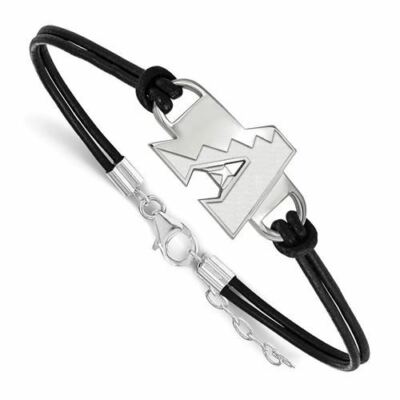 SS MLB Arizona Diamondbacks Black Leather 7 in Bracelet