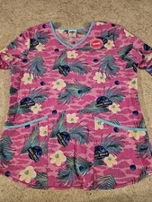 Jurassic World Women's Pink Scrub Top Size M