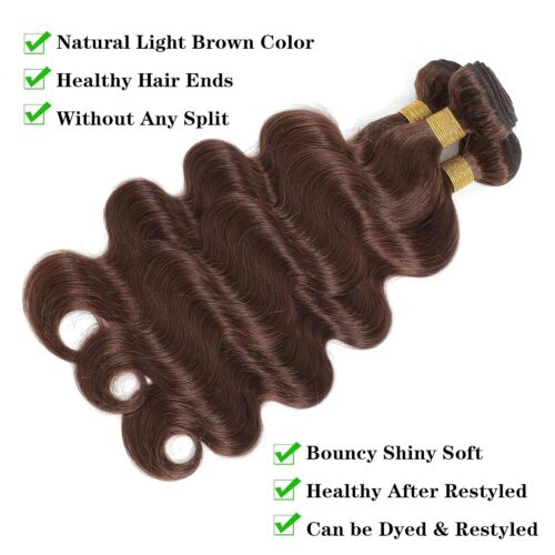 #4 Brown Human Hair Bundles Body Wave Human Hair Extensions Remy Virgin Hair - Picture 2 of 11