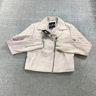 Veda Leather Jacket Womesn Small P Classic Leather Moto Jacket Pink Goat Suede a
