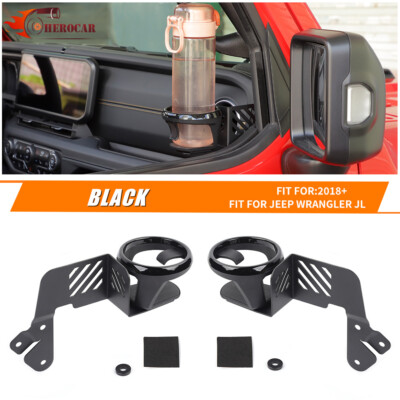  2PCS Front Door Mount Cup Holder Bracket For Jeep Wrangler Jl Gladiator Jt 18+