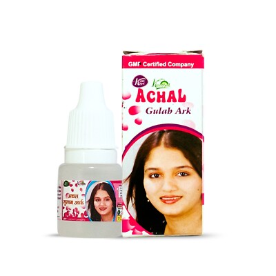 Pure Rosenwasser Achal Gulab Ark Gesichtshaut Augen Reinigungs Nebel 100% 10ml