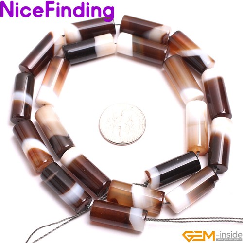 Columna genuina Botswana ágata tubo natural cuentas de piedras preciosas para hacer joyas 15" - Imagen 5 de 21