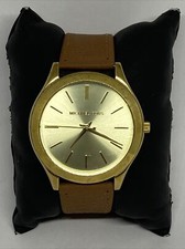 Reloj de cuarzo Michael Kors Runway MK3179 para hombre cuero marrón esfera analógica EY663