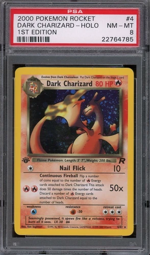 2000 Pokemon 1st Edition Rocket #4 Dark Charizard Holo PSA 8