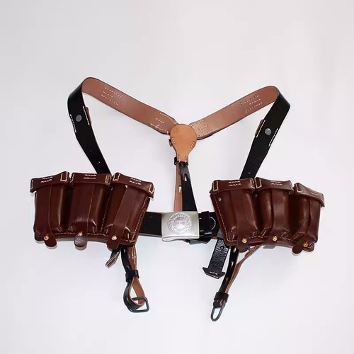 WWII Replica German Y-shaped belts Shoulder Straps 98K Triple Cowhide Bags NEW - Picture 13 of 13