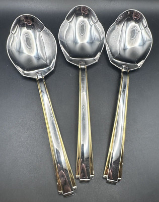Oneida Stainless Flatware GOLDEN ETAGE Large Serving Spoon Spoons Lot of 3