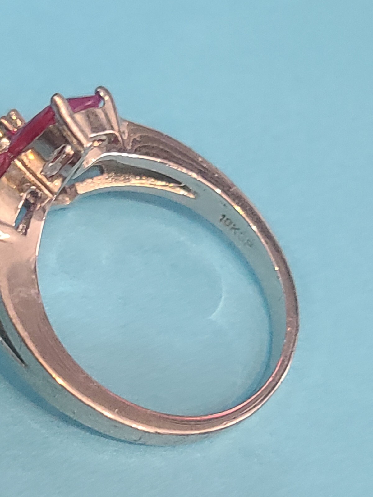 Floral possibly lab created ruby ring plated size… - image 7