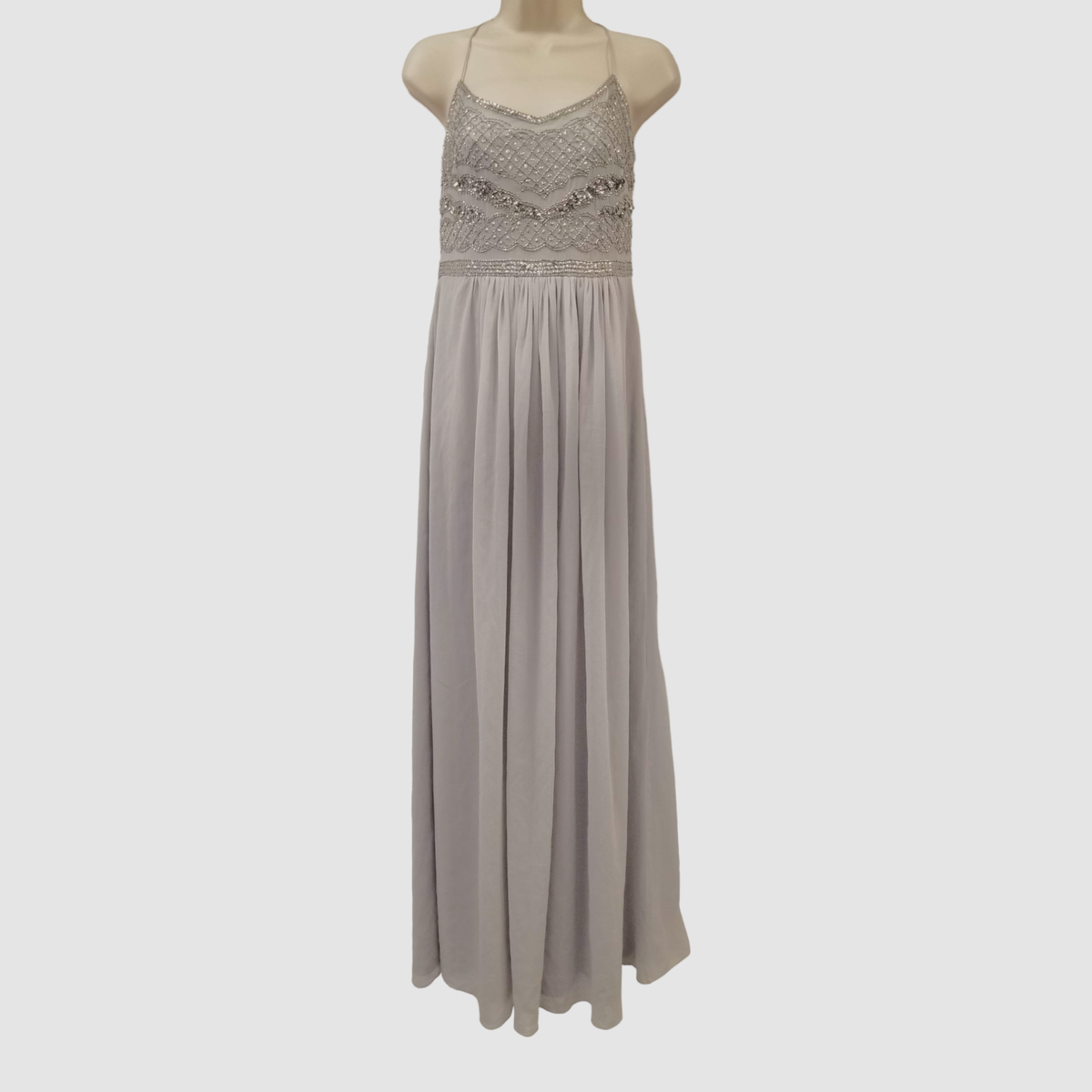$295 Adrianna Papell Women Silver Beaded V-Neck A-Line Gown Formal Dress Size 6 | eBay $295 Adrianna Papell Women Silver Beaded V-Neck A-Line Gown Formal Dress Size 6 | eBay