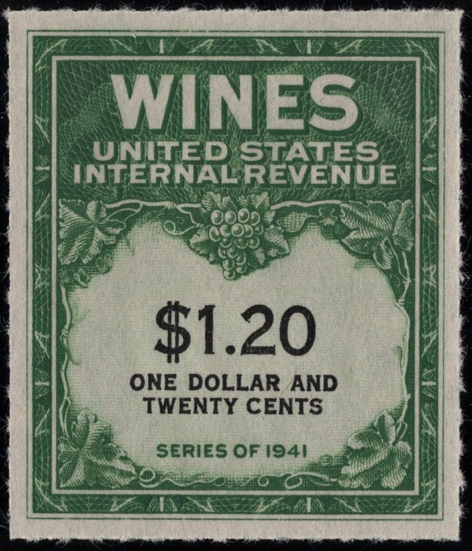 RE146 $1.20 Wine Revenue Stamp (1942) NGAI/NH