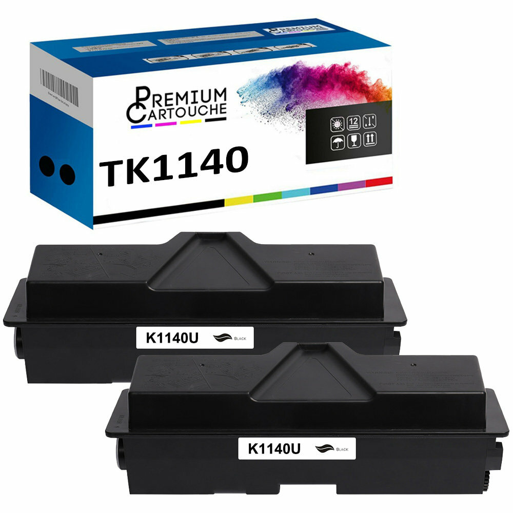 Toner TK1140 noir compatible Kyocera lot de 2 cartouches de remplacement