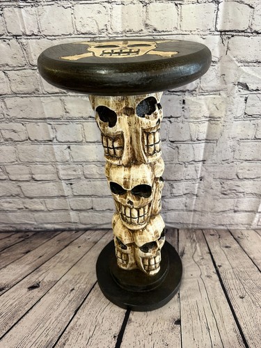 Tavolino 50 cm torre teschio legno osso teschio fiori supporto legno massello gotico nuovo