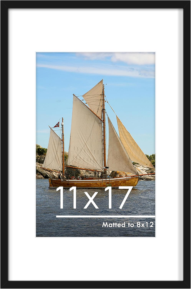 11X17 Picture Frame, Display Pictures 8 X 12 with Mat or 11 X 17 without Mat for