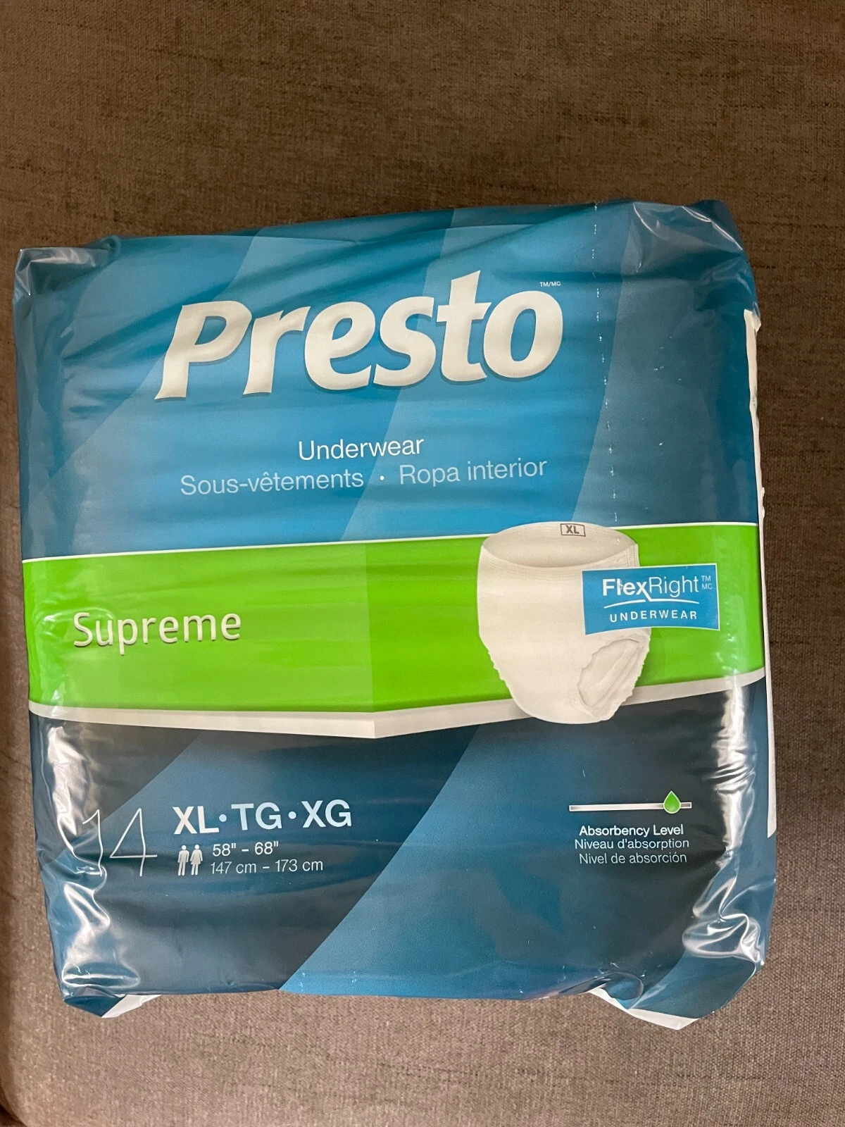 Pack 14 sous vêtements adultes Presto Supreme FlexRight absorbants lourds XL 58