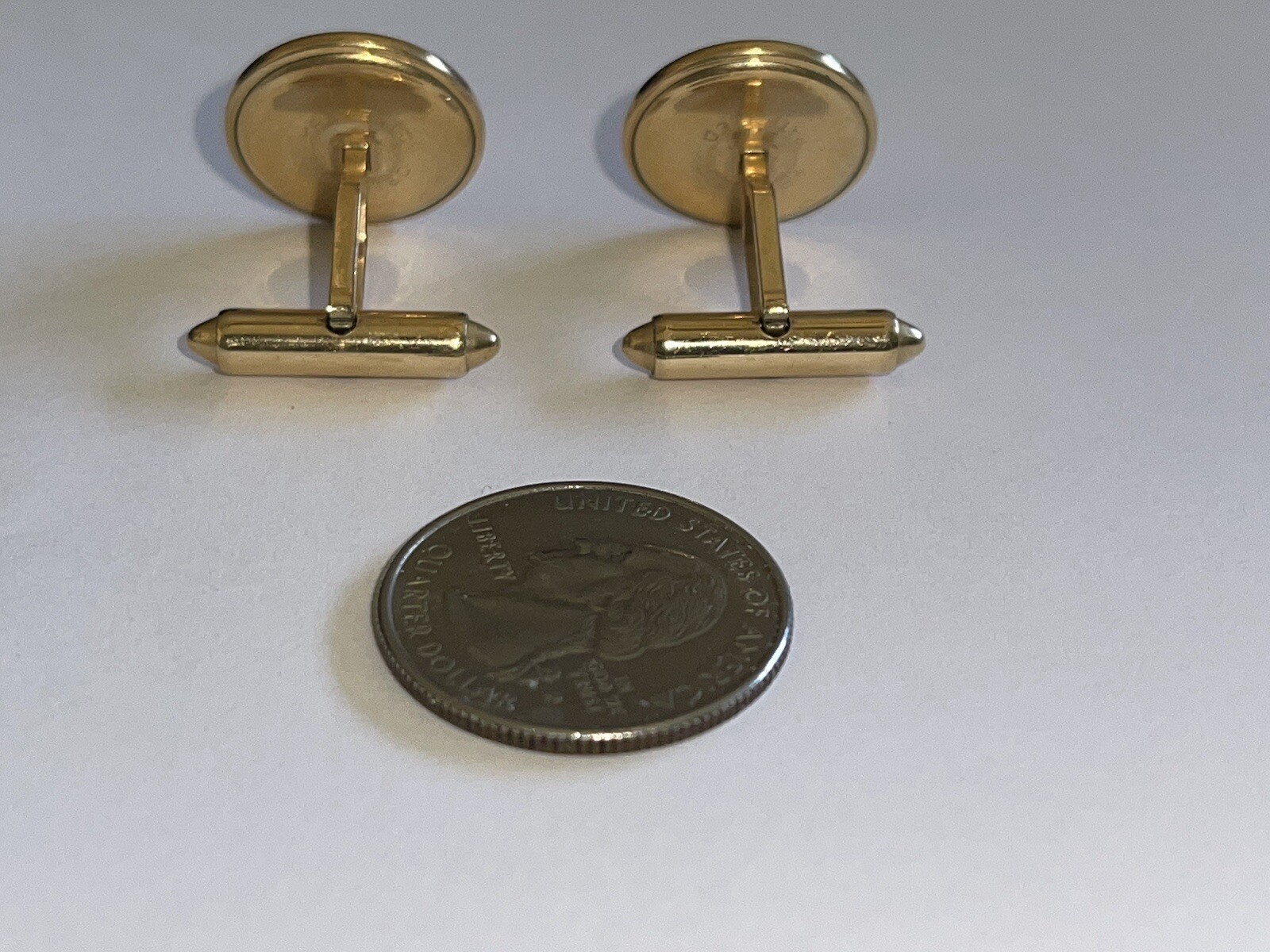 Boutons De Manchette Art Déco En Métal Doré - Modèle Edwardian - Occasion En Bon état