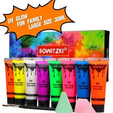 Neon Cream Face Body Paint Set of 8 30ml Tube face Painting glow in the Dark kit