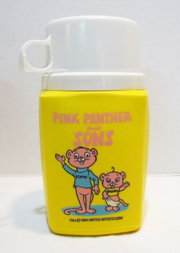 LONCHERA METÁLICA PINK PANTHER AND SONS 1984 CON BOTELLA TERMO BONITA LIMPIA - Imagen 9 de 10