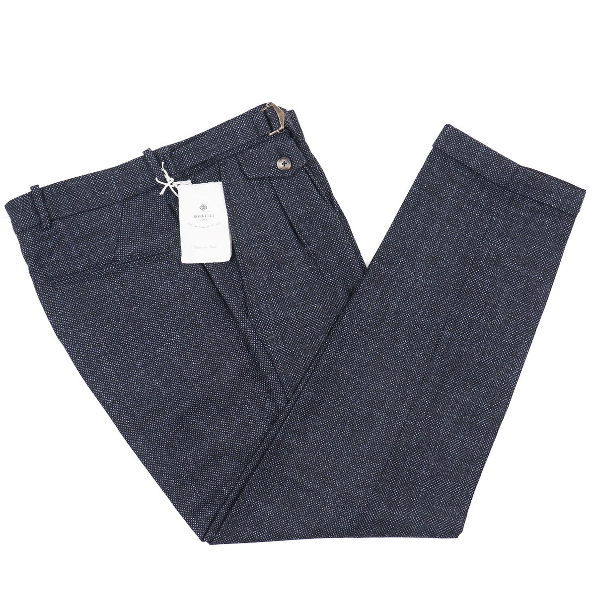 Luigi Borrelli Short Cropped Woven Birdseye Wool Pants with