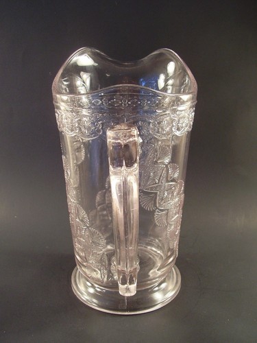 Antique 1880s EAPG Pressed Glass DIAGONAL BAND Fans & Cross Bars WATER PITCHER - Picture 4 of 10