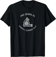NEW LIMITED Air Goes In Happy Comes Out Turbo Car Guy Funny T-Shirt