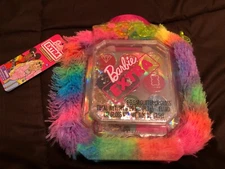 Barbie EXTRA Fur Makeup Purse 9 Clear Glitter And 1 Fluid Lip Gloss & Applicator