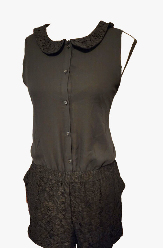 LAUREN CONRAD black polyester romper- size 8
